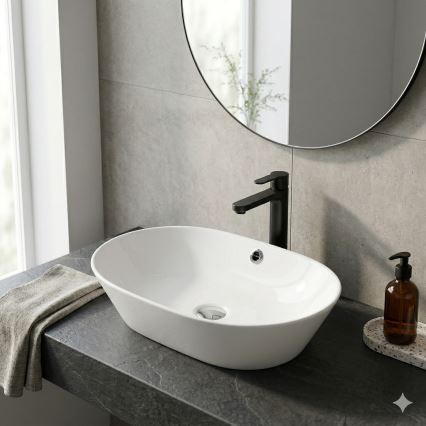 Bathco 4038 - Pulton elhelyezhető mosdó TOULOUSE 59x42 cm porcelán/fehér