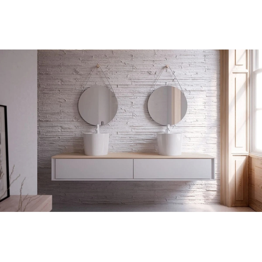 Bathco 4057 - FLORENCIA ráültetett mosdó Ø 42 cm, porcelán/fehér