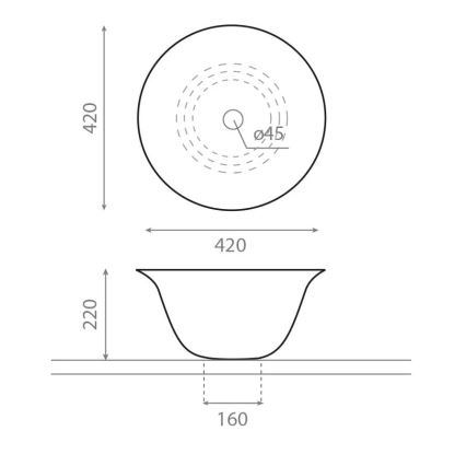 Bathco 4062 - NORDIC ráépíthető mosdó, átmérő 42 cm, porcelán/fehér