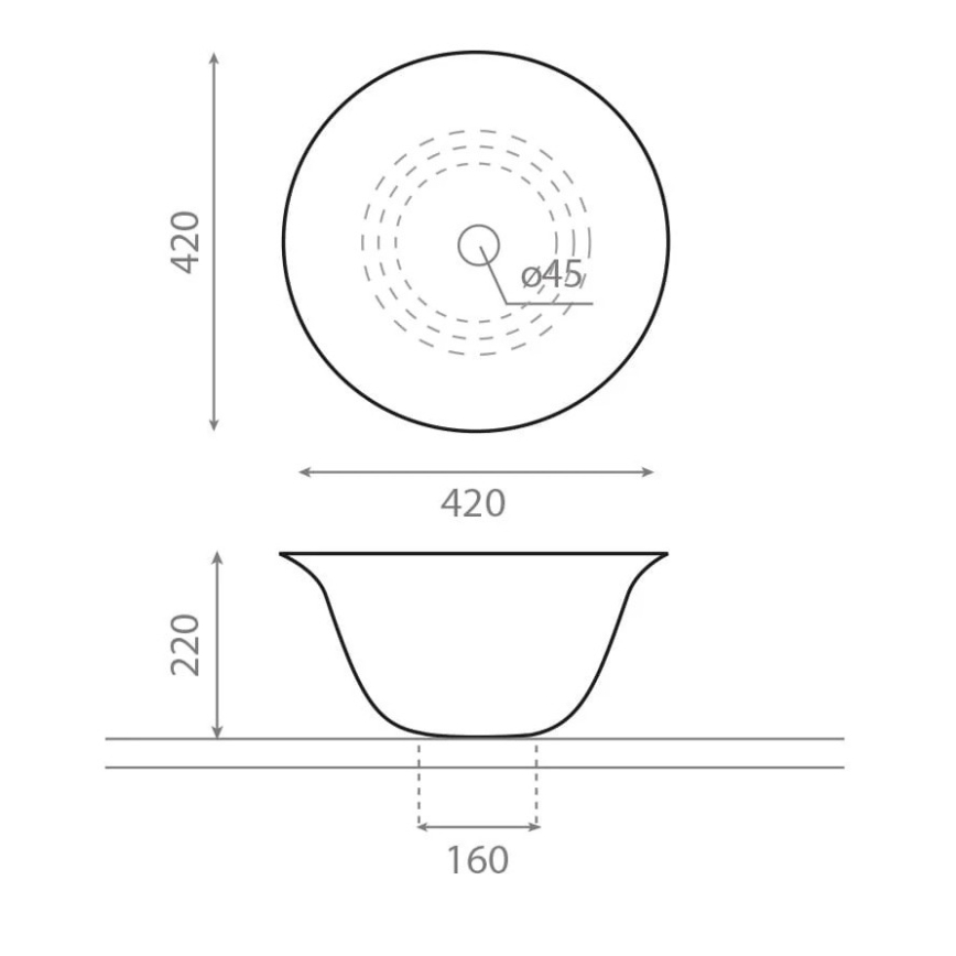 Bathco 4062 - NORDIC ráépíthető mosdó, átmérő 42 cm, porcelán/fehér