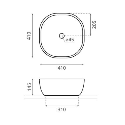 Bathco 4071 - OLEA ráépíthető mosdó 41x41 cm porcelán/fehér
