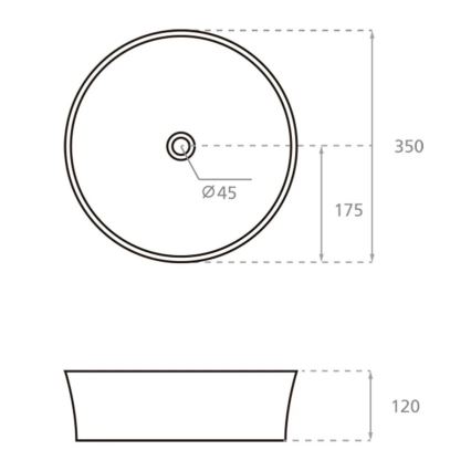 Bathco 4086 - VOLTA ráépíthető mosdó Ø 35 cm porcelán/fehér