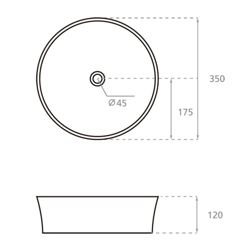 Bathco 4086 - VOLTA ráépíthető mosdó Ø 35 cm porcelán/fehér