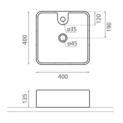Bathco 4163 - Ráépíthető mosdó CIRCUS 40x40 cm porcelán/fehér