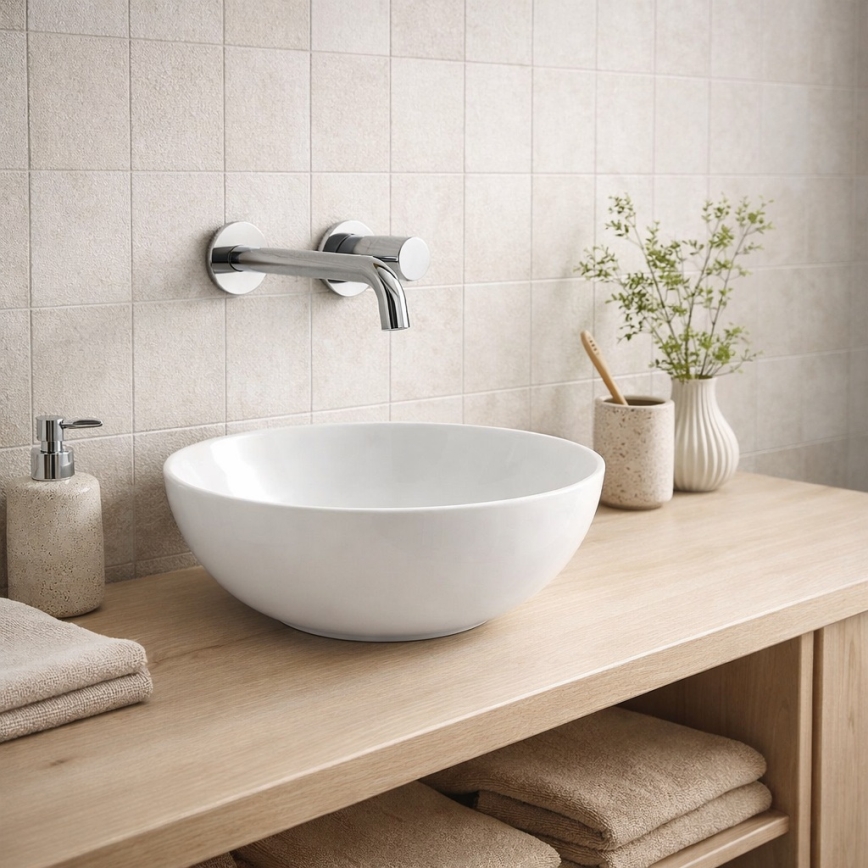 Bathco 4914 - DAKAR ráültethető mosdó Ø 30 cm porcelán/fehér