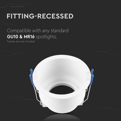 Beépíthető lámpa GU10, átmérő 9 cm, fehér