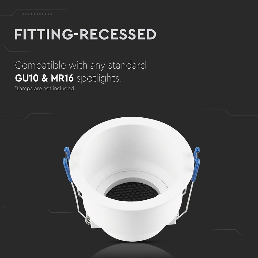 Beépíthető lámpa GU10, átmérő 9 cm, fehér