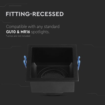 Beépíthető lámpatest GU10 9x9 cm fekete