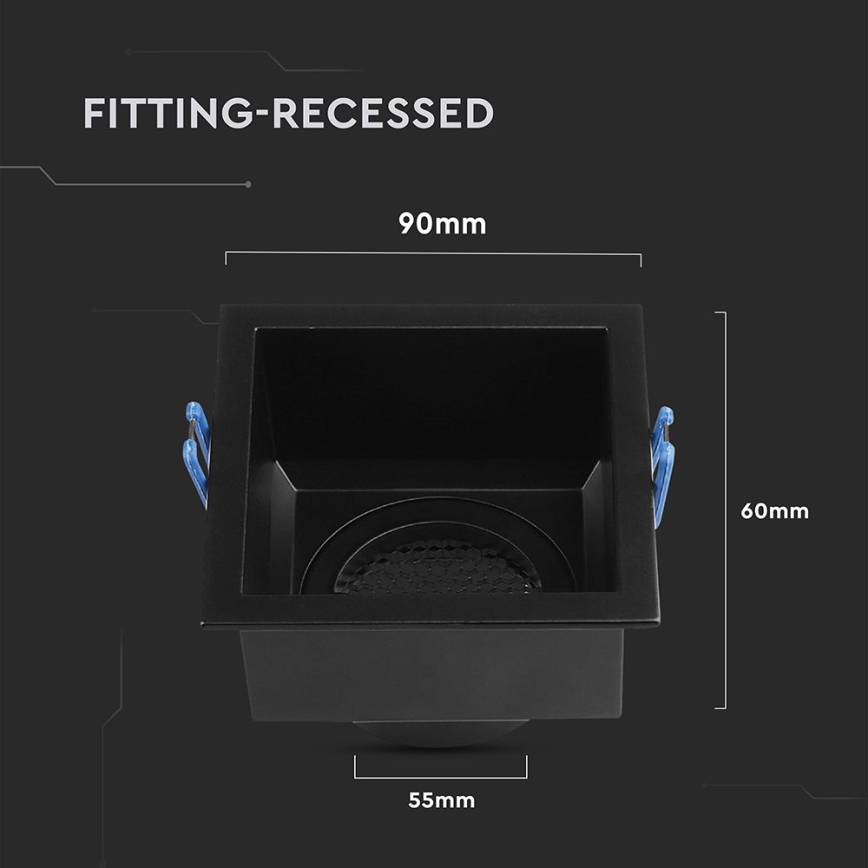 Beépíthető lámpatest GU10 9x9 cm fekete