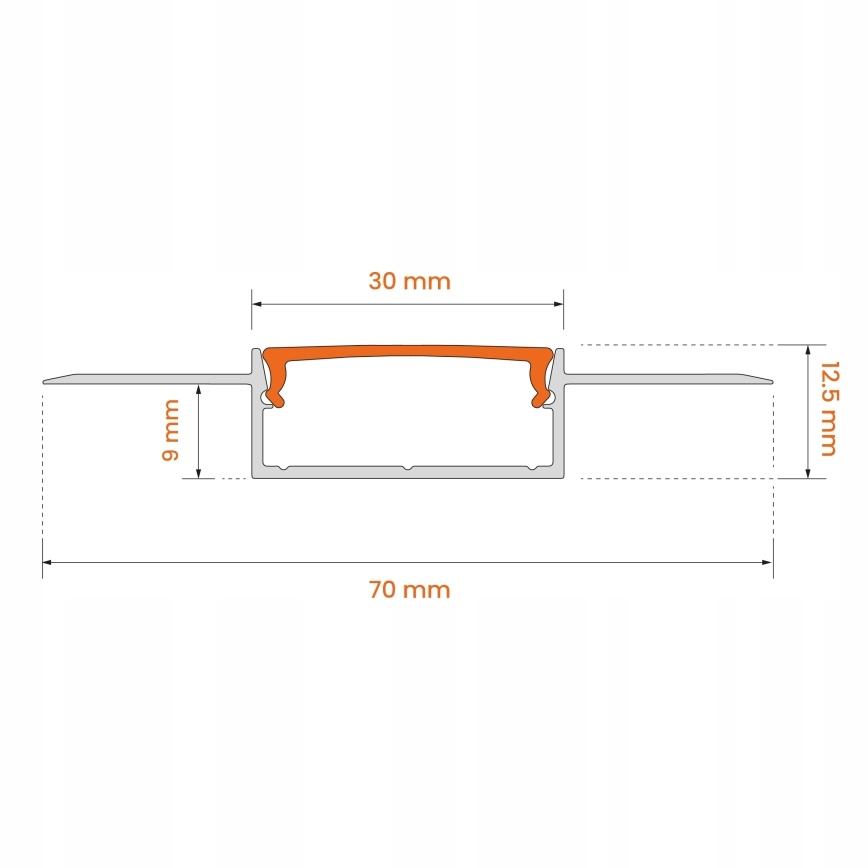 Beépíthető LED-profil 1 m, ezüst/fehér