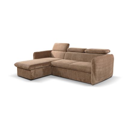 Kihúzható sarokkanapé L-alakban, tárolóval, BEJA bézs, balos kivitel
