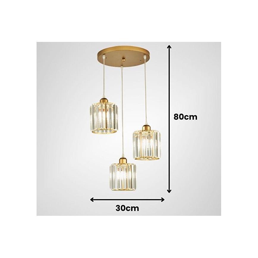 BELLA kábeles függőlámpa 3xE27/40W/230V, arany