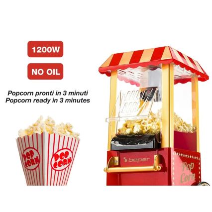 Beper - 1200W/230V popcorngép, piros