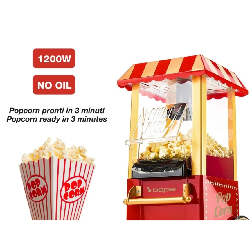 Beper - 1200W/230V popcorngép, piros