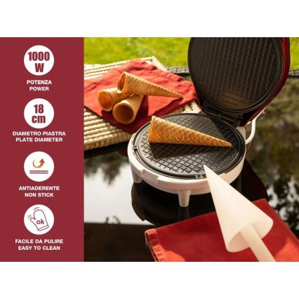 Beper - Gofrisütő 2 az 1-ben 1000W/230V piros