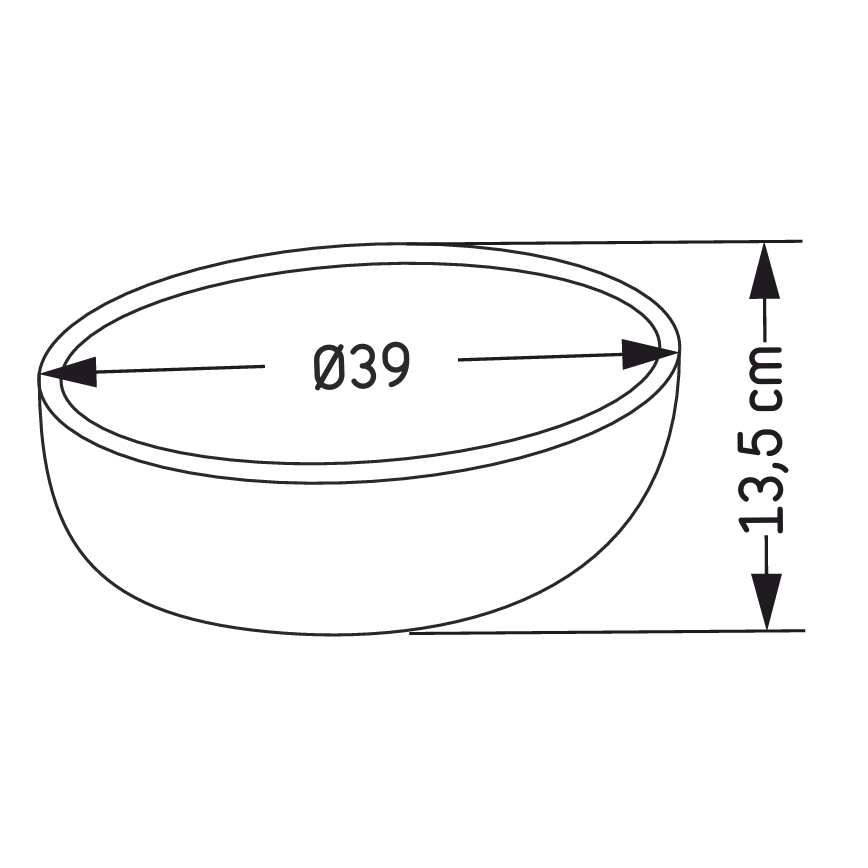 BERGEN pulton elhelyezhető mosdó, Ø 39 cm, beton/szürke