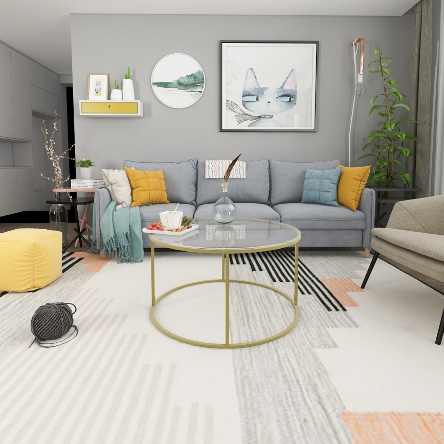 BERLIN dohányzóasztal 80x45 cm arany/átlátszó