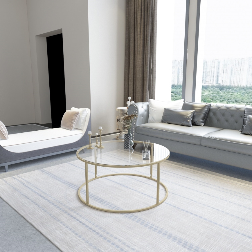 BERLIN dohányzóasztal 80x45 cm arany/átlátszó