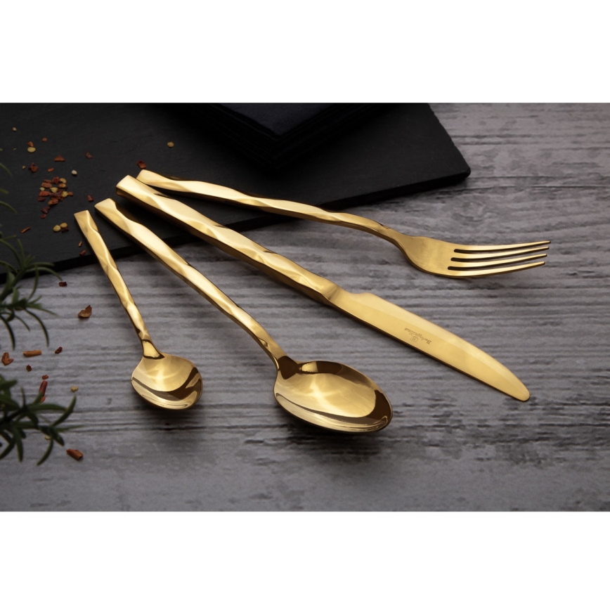 BerlingerHaus - 24 részes rozsdamentes acél evőeszköz készlet arany színben