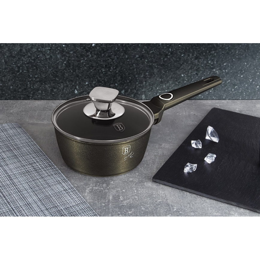 BerlingerHaus - Kis edény márvány felülettel + fedél 16 cm fekete