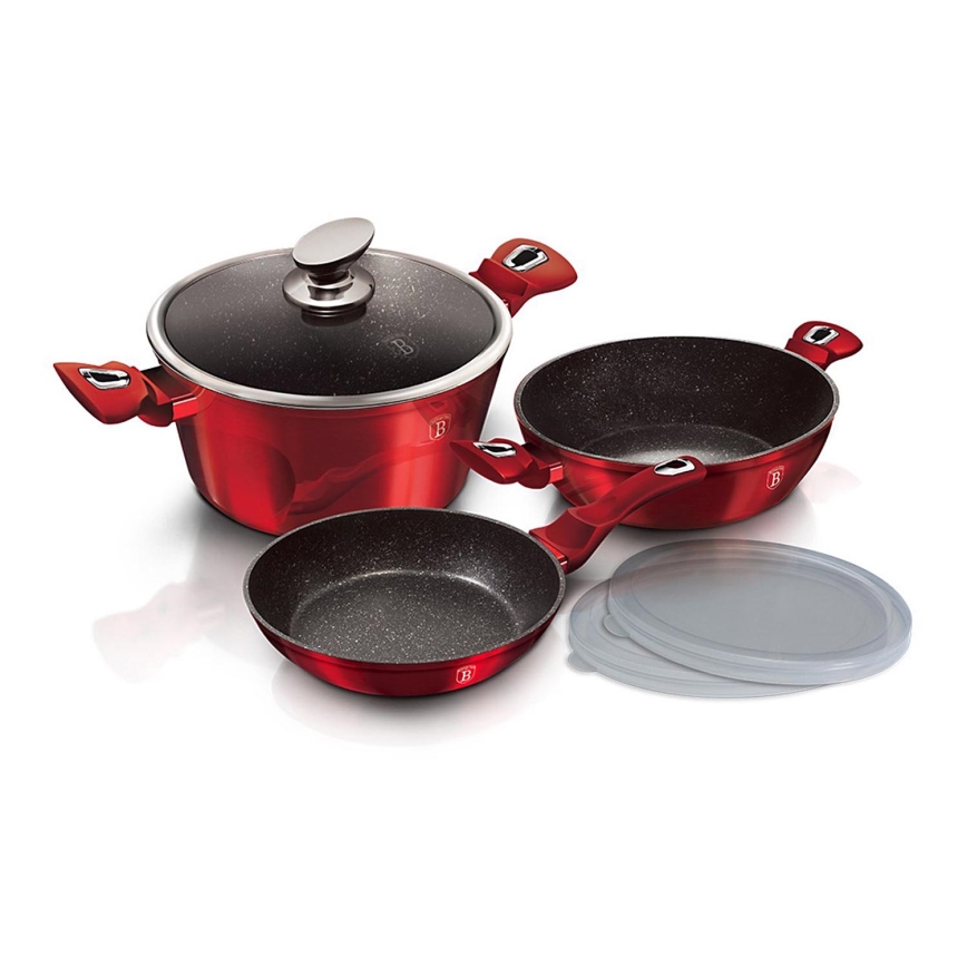 BerlingerHaus - Márvány felületű edénykészlet 6 db piros