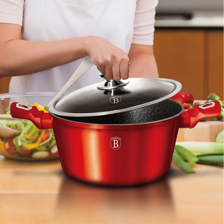 BerlingerHaus - Márvány felületű edénykészlet 6 db piros