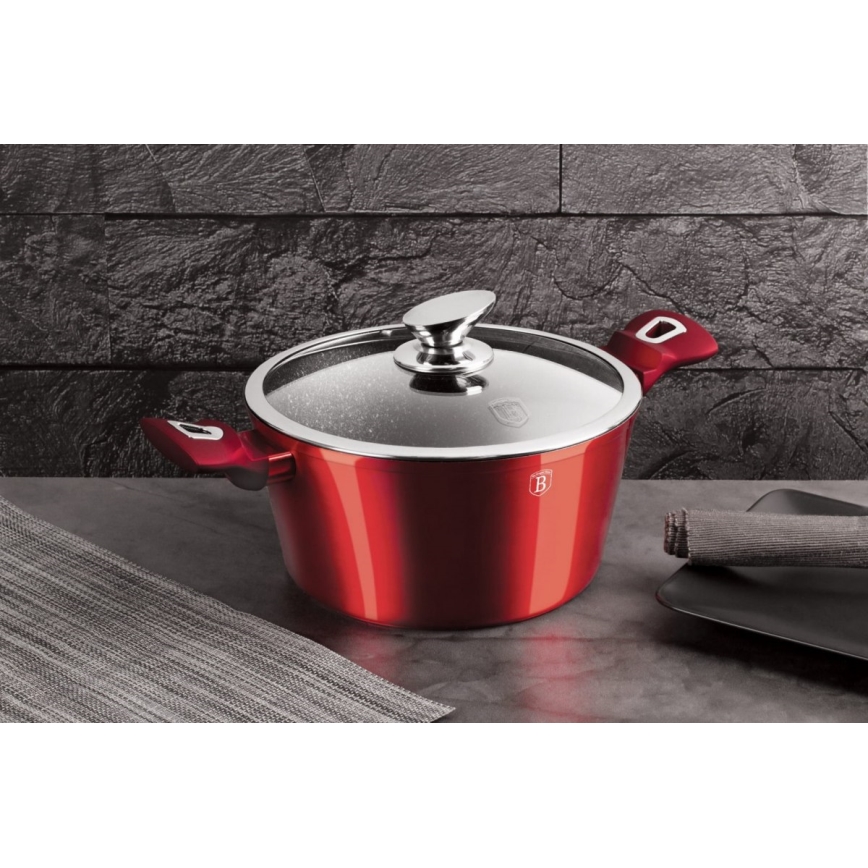 BerlingerHaus - Márvány felületű edénykészlet 6 db piros