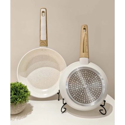 BIANCO 28 cm-es serpenyő, krémszínű/barna