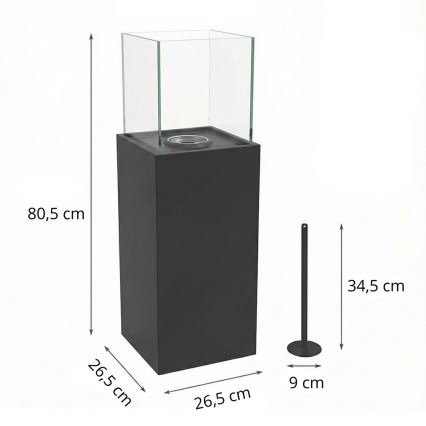 BIO kandalló ALICANTE 26,5x80,5 cm 2 kW fekete