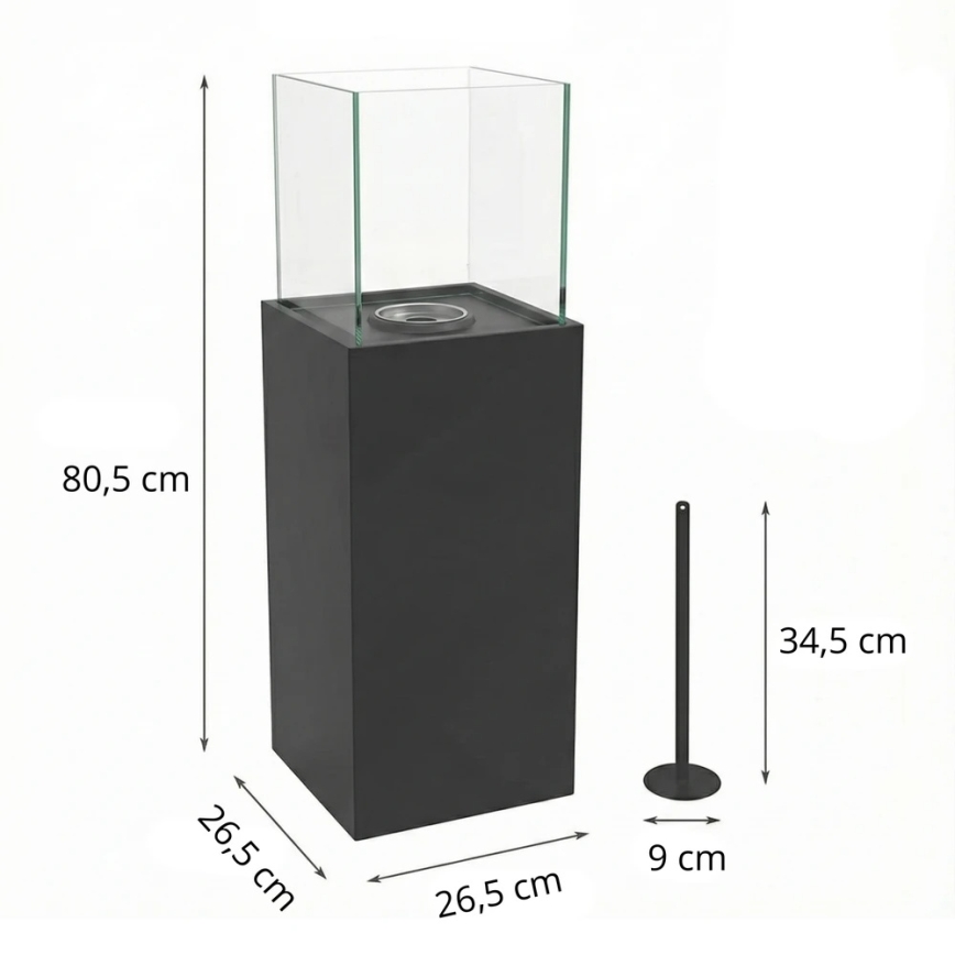 BIO kandalló ALICANTE 26,5x80,5 cm 2 kW fekete