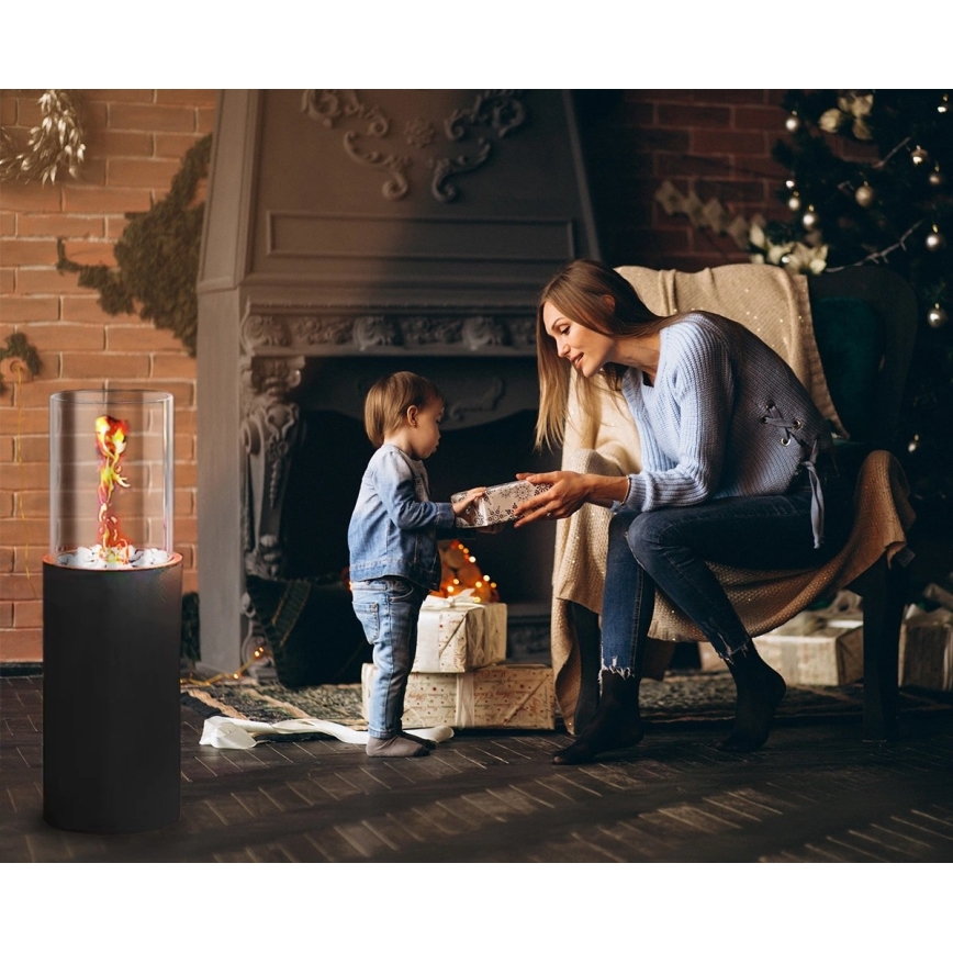 Bio kandalló ROMA 26,5x80,5 cm 2kW fekete + védőfedél