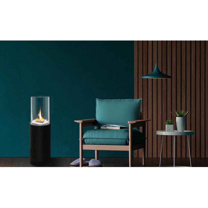 Bio kandalló ROMA 26,5x80,5 cm 2kW fekete + védőfedél