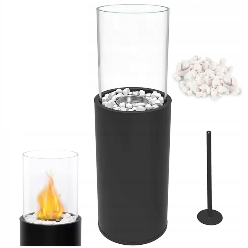 Bio kandalló ROMA 26,5x80,5 cm 2kW fekete + védőfedél