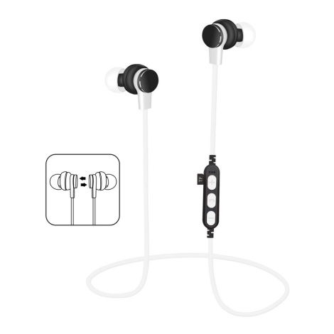 Bluetooth fülhallgató mikrofonnal és MicroSD lejátszóval fehér/fekete