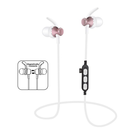 Bluetooth fülhallgató mikrofonnal és MicroSD lejátszóval fehér/rózsaszín
