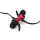 Bluetooth fülhallgató mikrofonnal és MicroSD lejátszóval fekete/piros