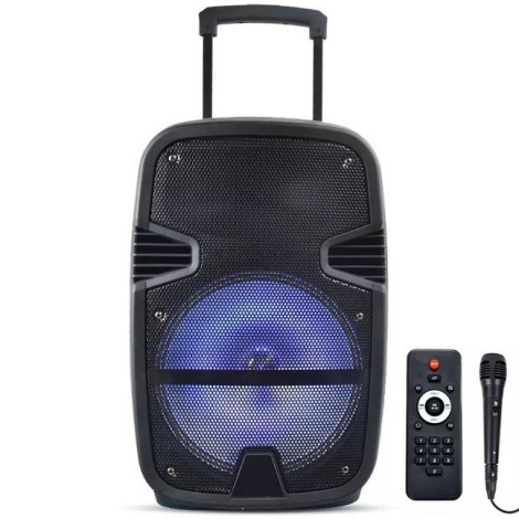 Bluetooth hordozható hangszóró mikrofonnal 35W/3,7V LED RGB + távirányító