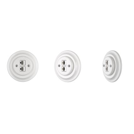Bohemia-Design - Retro porcelán ethernet aljzat keret nélkül 2x CAT.5E fehér