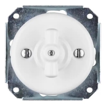 Bohemia-Design - Porcelán retro forgókapcsoló, keret nélküli, 1-es, fehér