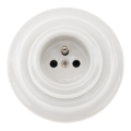 Bohemia-Design - Porcelán retro háztartási fali dugalj kerettel 250V/16A fehér