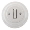 Bohemia-Design - Retro porcelán egypólusú kapcsoló kerettel, 1-es, fehér