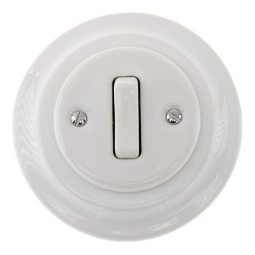 Bohemia-Design - Retro porcelán egyszerű kapcsoló 6-os kerettel, fehér