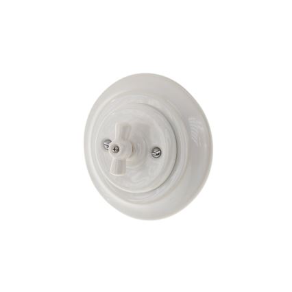 Bohemia-Design - Retro porcelán forgókapcsoló 7-es kerettel, fehér