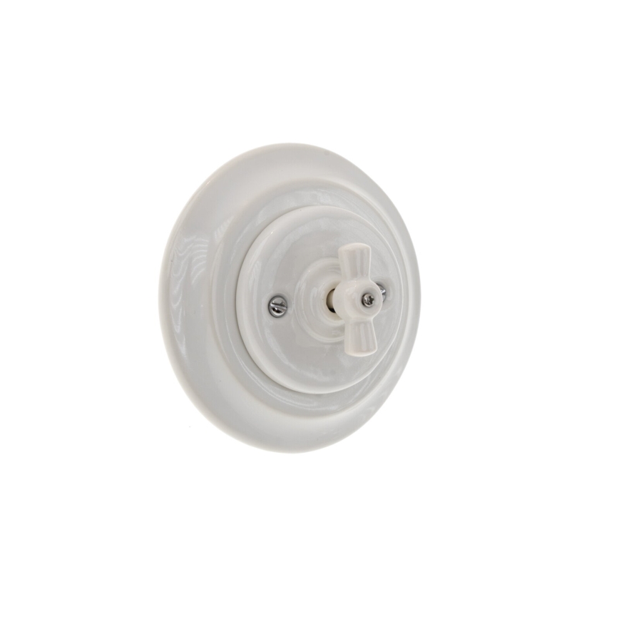 Bohemia-Design - Retro porcelán forgókapcsoló 7-es kerettel, fehér