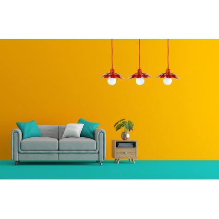 Bohemia-Design - Zsinóron függő csillár 1xE27/60W/230V piros