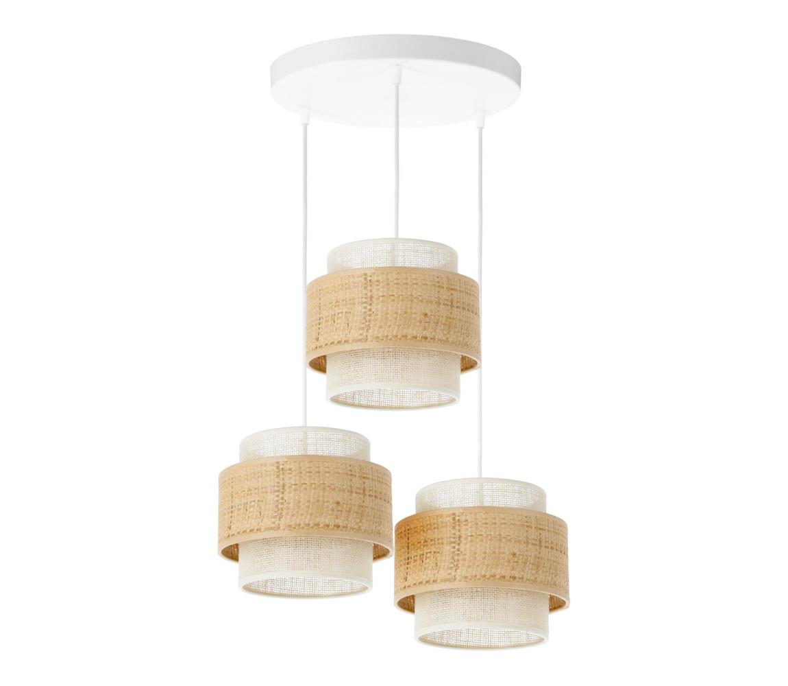 BOHO függőlámpa zsinóron 3xE27/60W/230V juta/krémszínű H0176