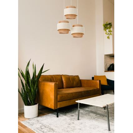 BOHO kábeles csillár, 3xE27/60W/230V, krémszín/juta