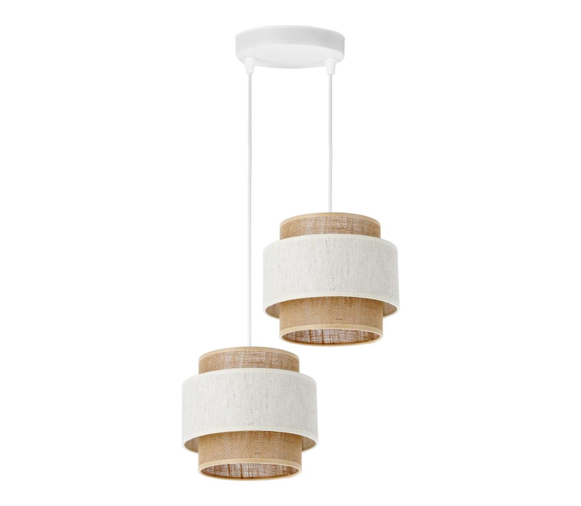 BOHO kábeles függőlámpa 2xE27/60W/230V krémszínű/juta H0165