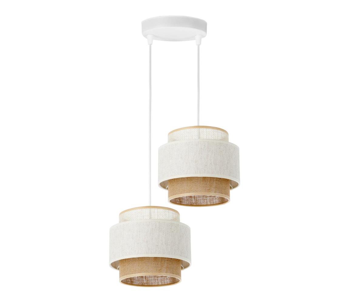 BOHO kötéllel függesztett csillár 2xE27/60W/230V fehér/juta H0180