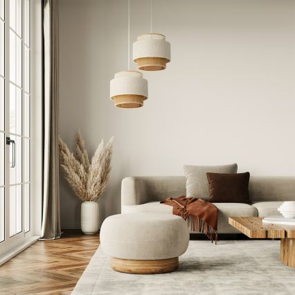 BOHO kötéllel függesztett csillár 2xE27/60W/230V fehér/juta